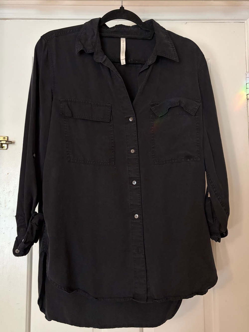 Aritzia Babaton Black Button-Down Utility Shirt